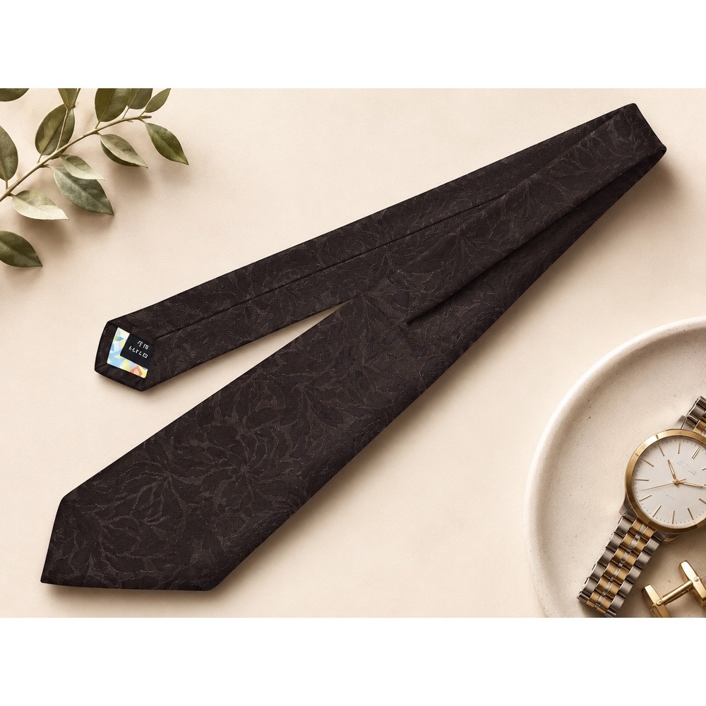 Ted Baker London Mens Brown Floral Jacquard Silk Necktie Formal Business Tie